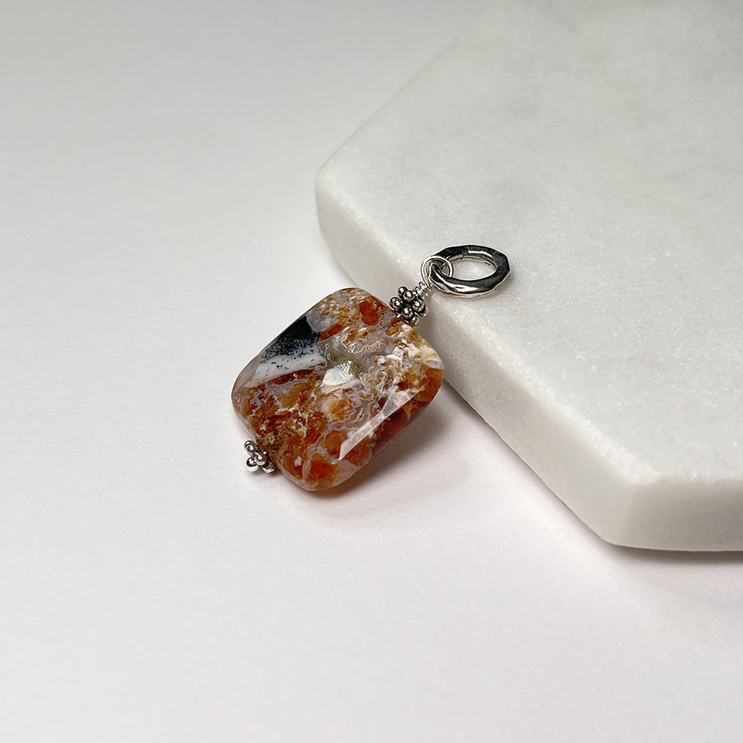 Brandy Opal Square Pendant With Sterling Link