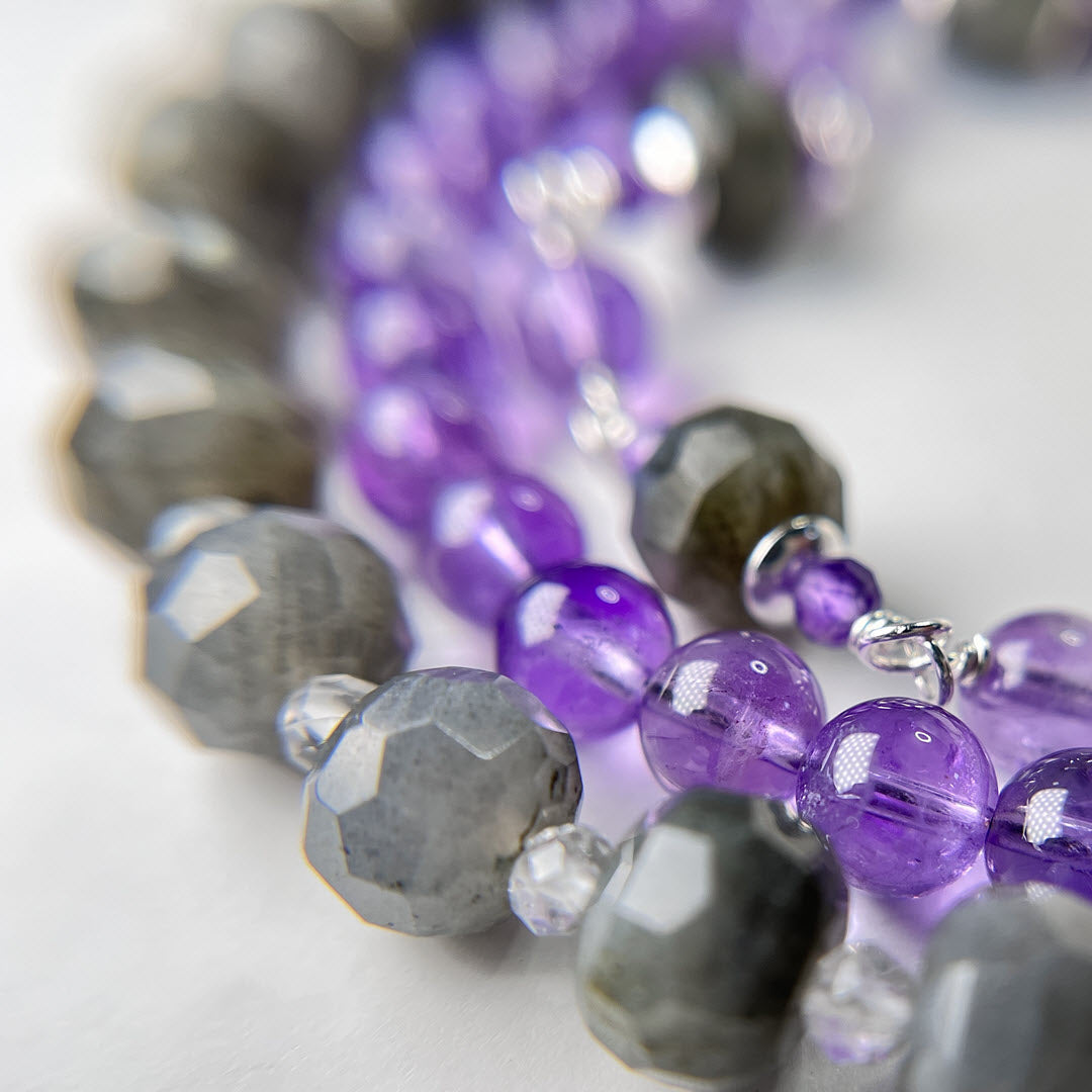 Labradorite 19” Beaded Necklace, Sterling