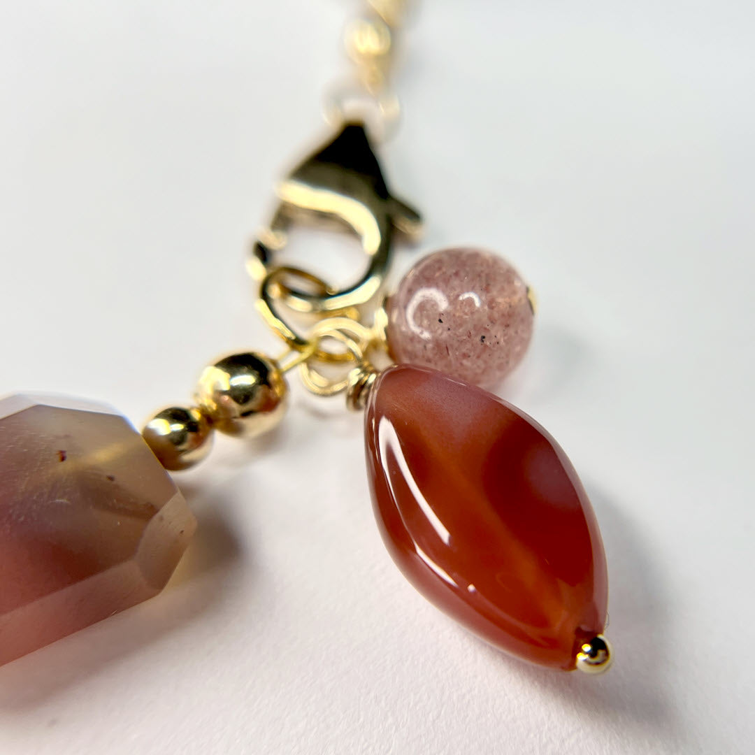 Pink Botswana Agate Nugget Bracelet, 14K Gold Fill