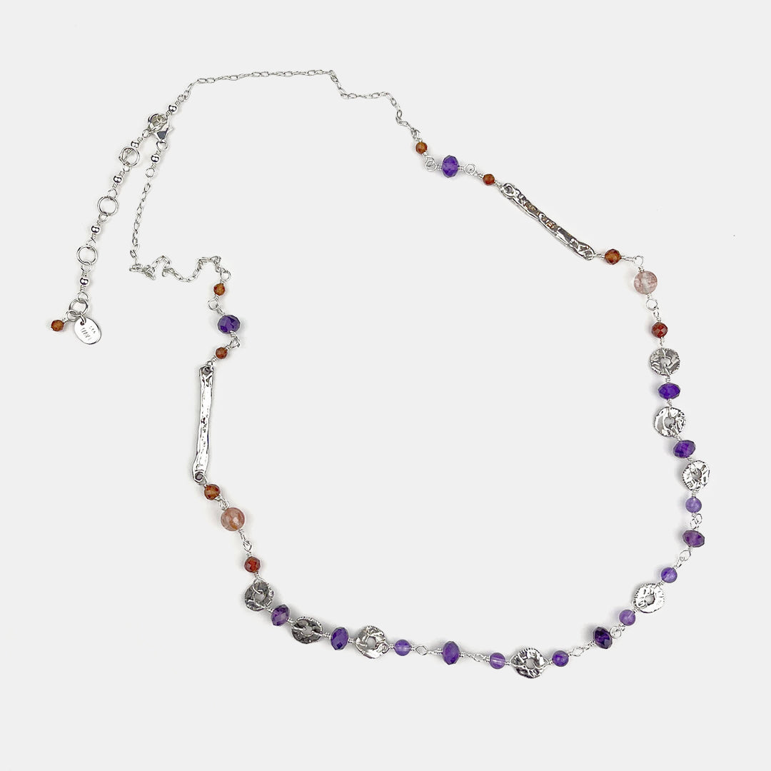“Sticks and Stones” Necklace, Amethyst, Sterling