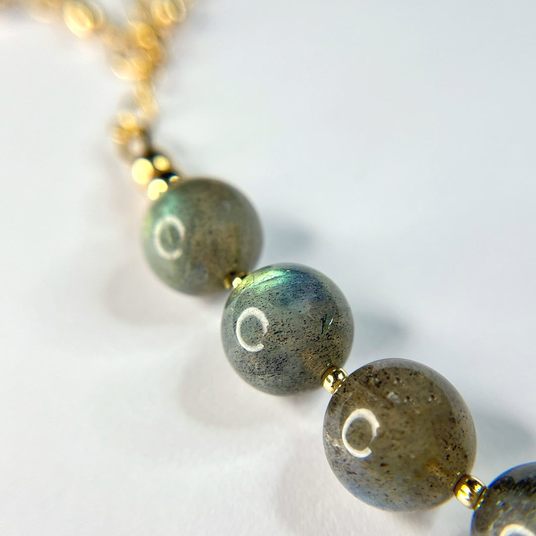 Labradorite 19" Beaded Necklace, 14K Gold Fill