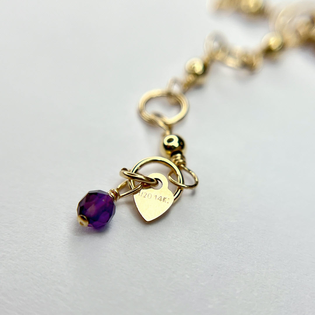Ruby 9-Stone Station Necklace, 14K Gold Fill
