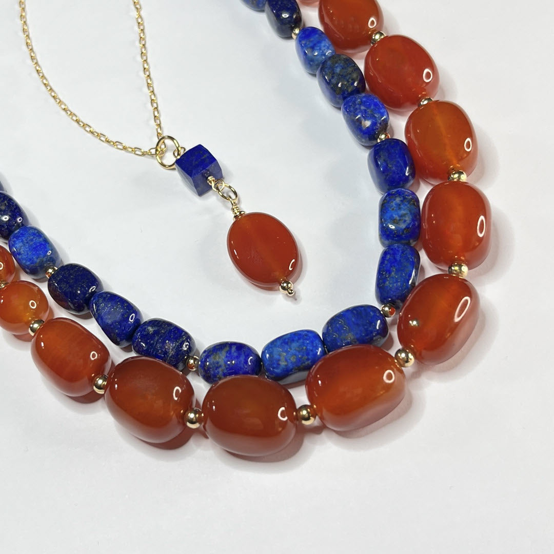 Carnelian Graduated 20" Beaded Necklace, 14K Gold Fill