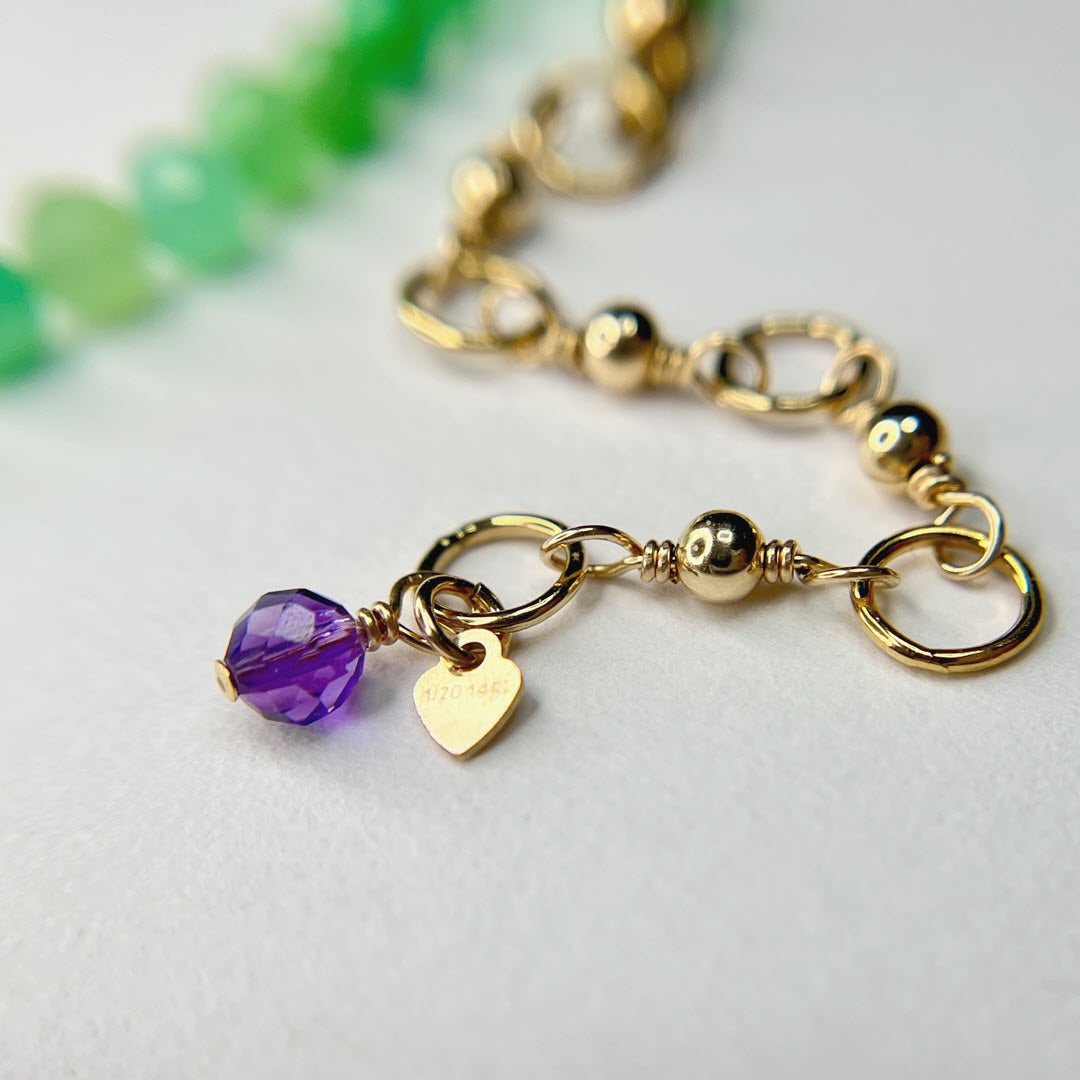Faceted Chrysoprase 22" Beaded Necklace, 14K Gold Fill