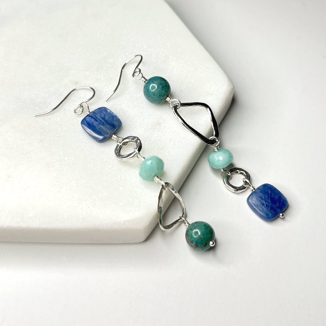 Matisse Blues Mixed Shape Long Dangles, Kyanite