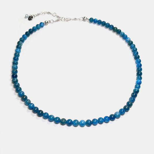 Neon Apatite 18" Beaded Necklace, Sterling