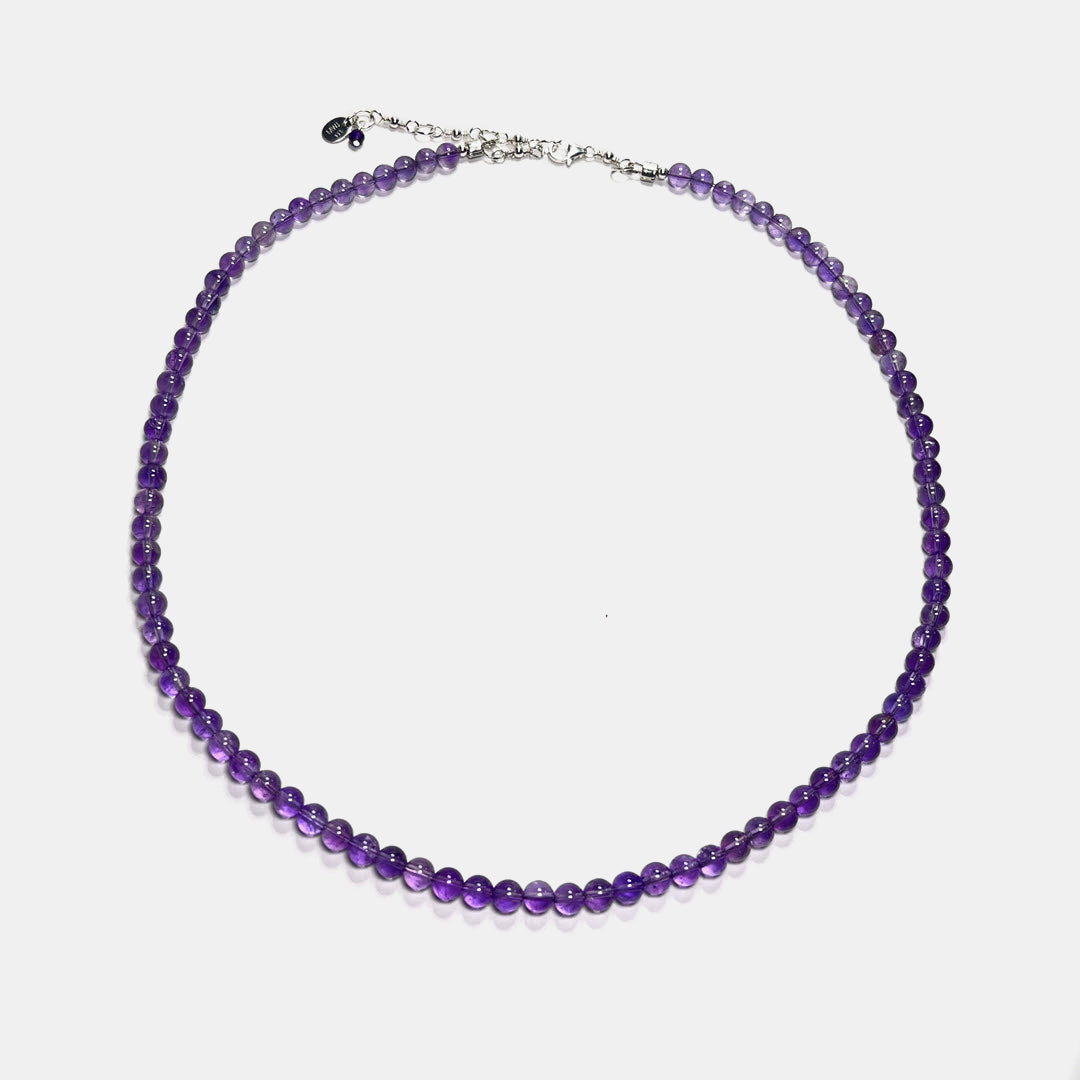Amethyst 21” Beaded Necklace, Sterling