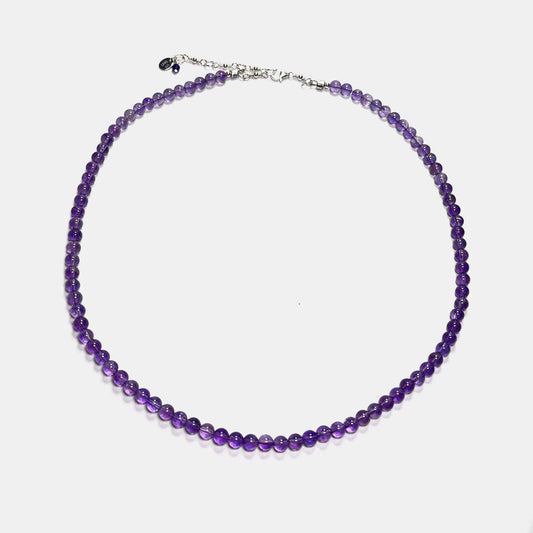 Amethyst 21” Beaded Necklace, Sterling