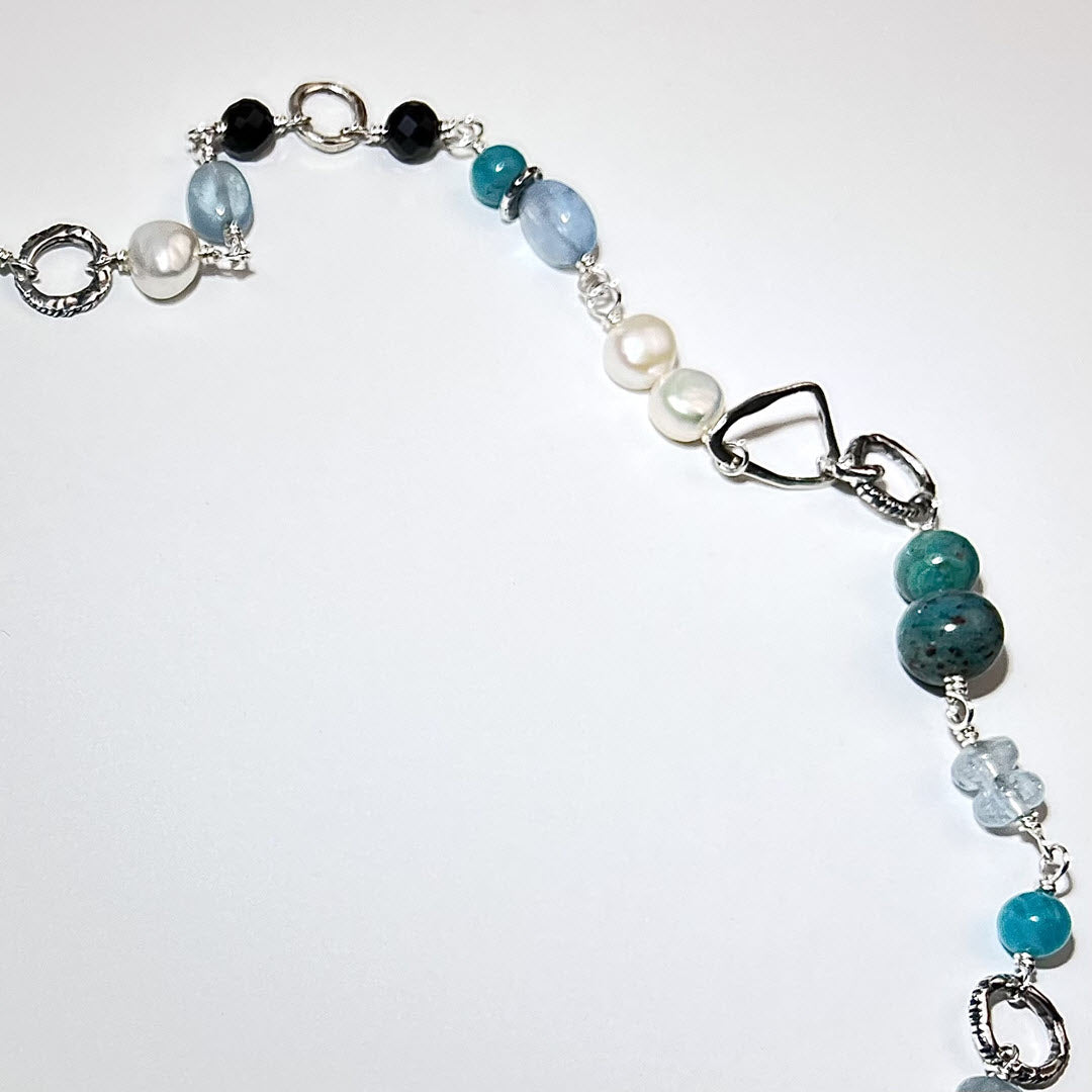 Multi-Gemstone “Matisse Blues” 21" Necklace, Sterling