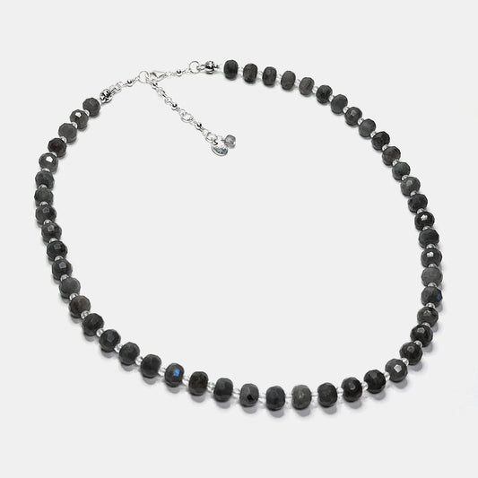 Labradorite 19” Beaded Necklace, Sterling