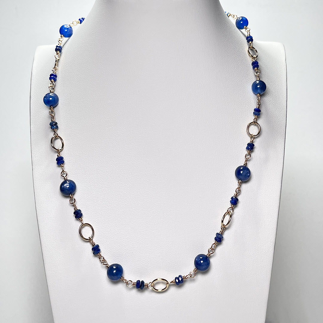 Kyanite Necklace With Links, 14K Gold Fill