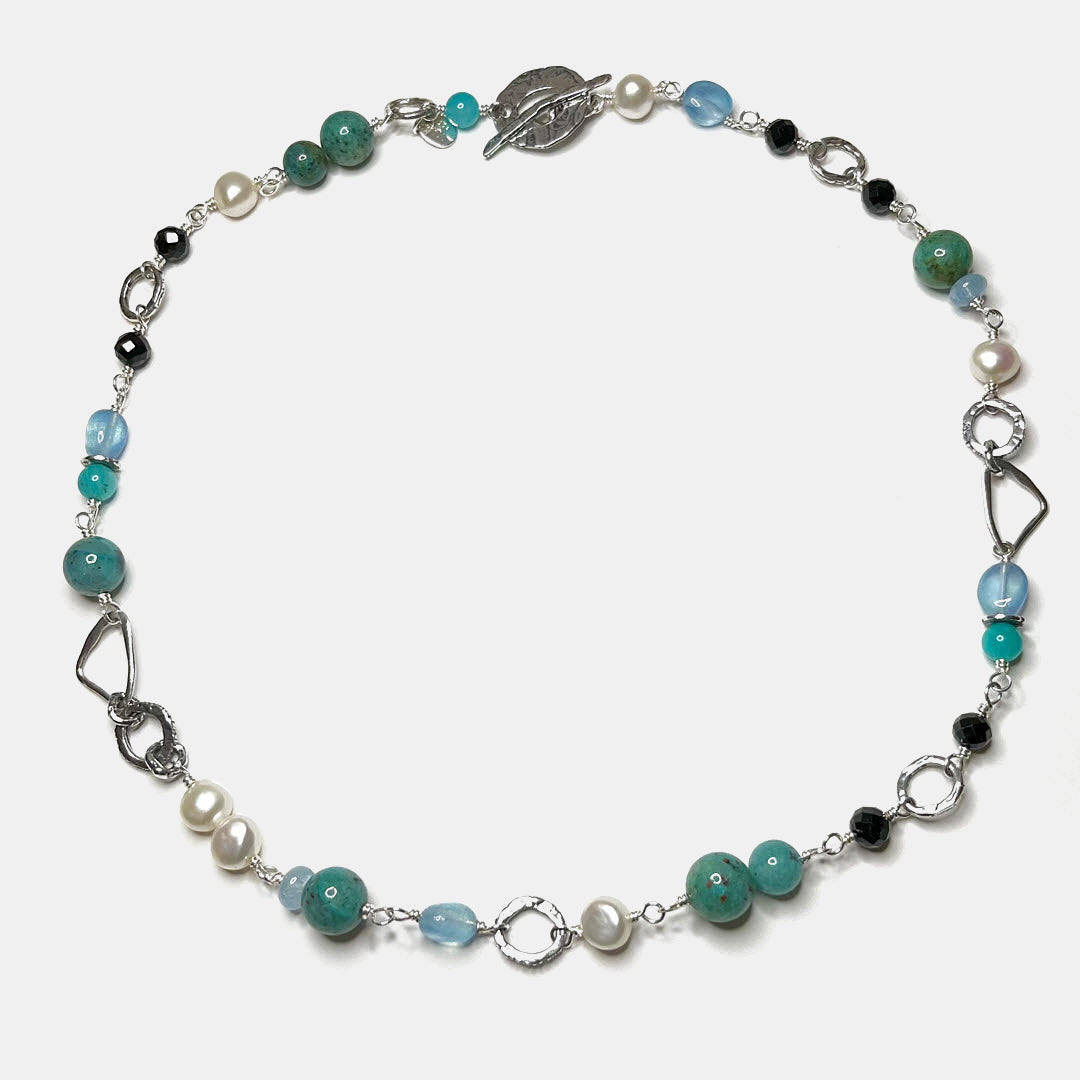 Multi-Gemstone “Matisse Blues” 21" Necklace, Sterling