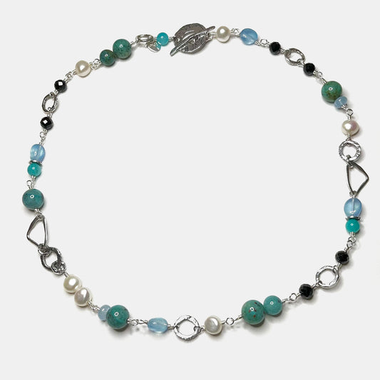 Multi-Gemstone “Matisse Blues” 21" Necklace, Sterling