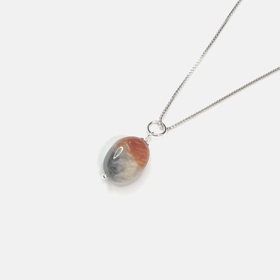 Iolite-Sunstone Single Drop Pendant, Sterling