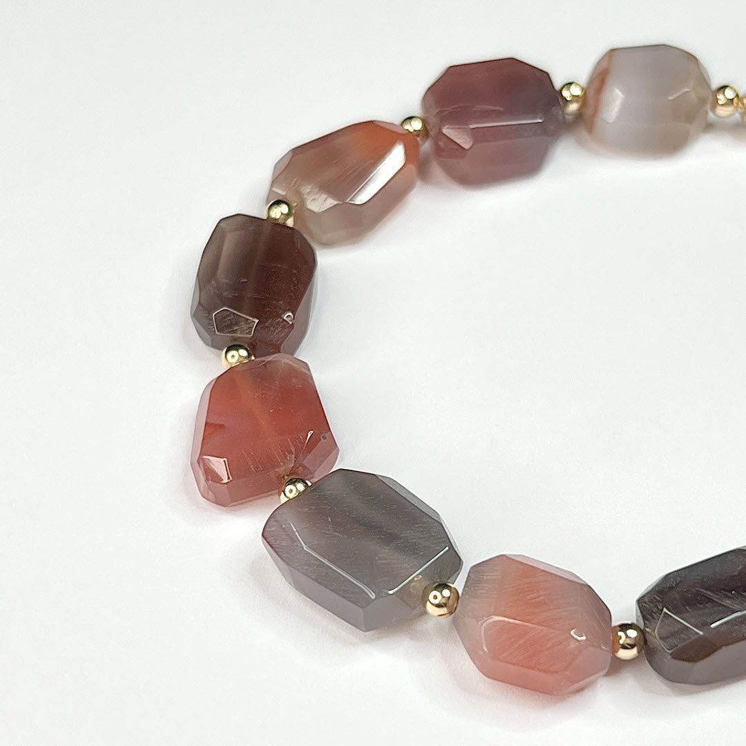 Pink Botswana Agate Nugget Bracelet, 14K Gold Fill