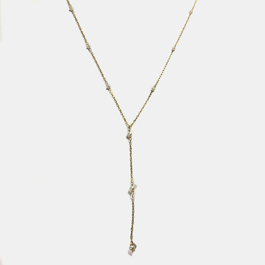 9-Pearl 20" Y Necklace, 14K Gold Fill