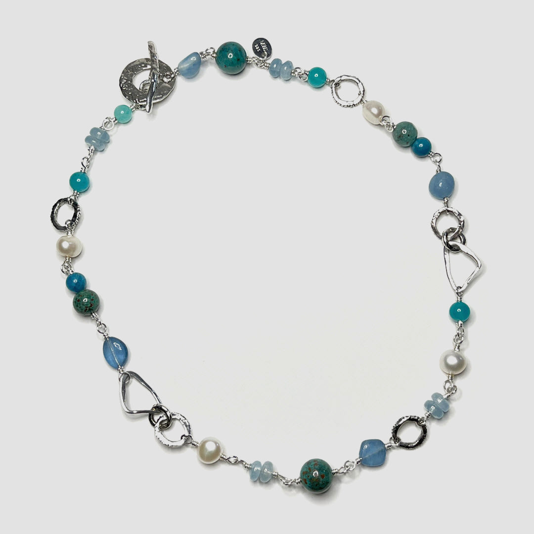 Multi-Gemstone “Matisse Blues” 18" Necklace, Sterling