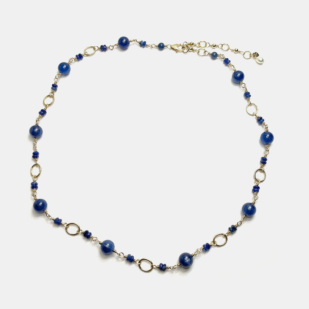 Kyanite Necklace With Links, 14K Gold Fill