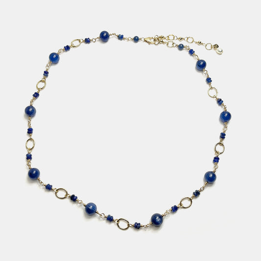 Kyanite Necklace With Links, 14K Gold Fill