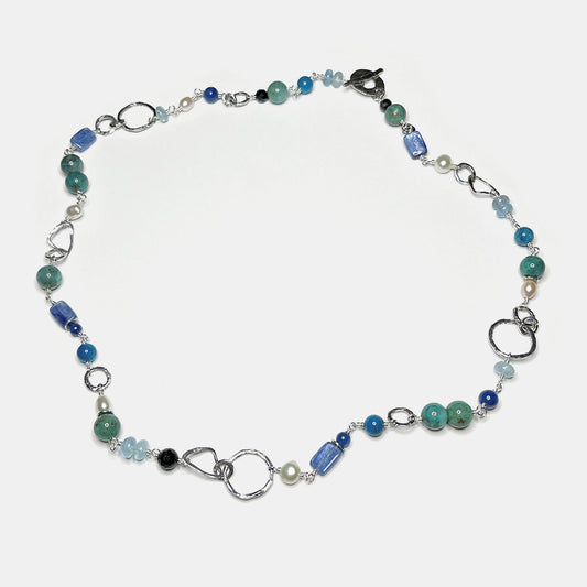 Multi-Gemstone "Matisse Blues" 28" Necklace, Sterling