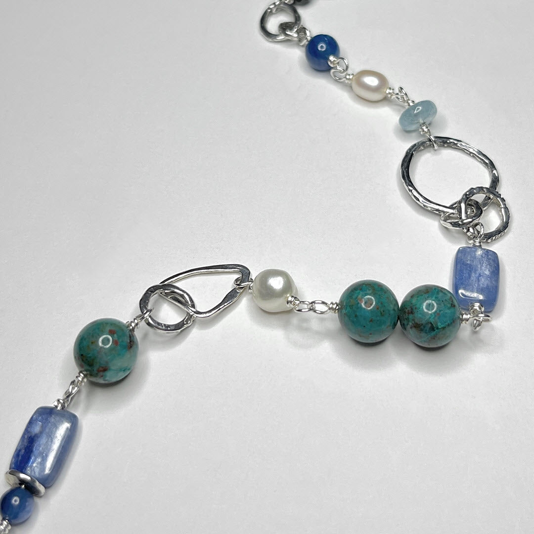 Multi-Gemstone "Matisse Blues" 28" Necklace, Sterling