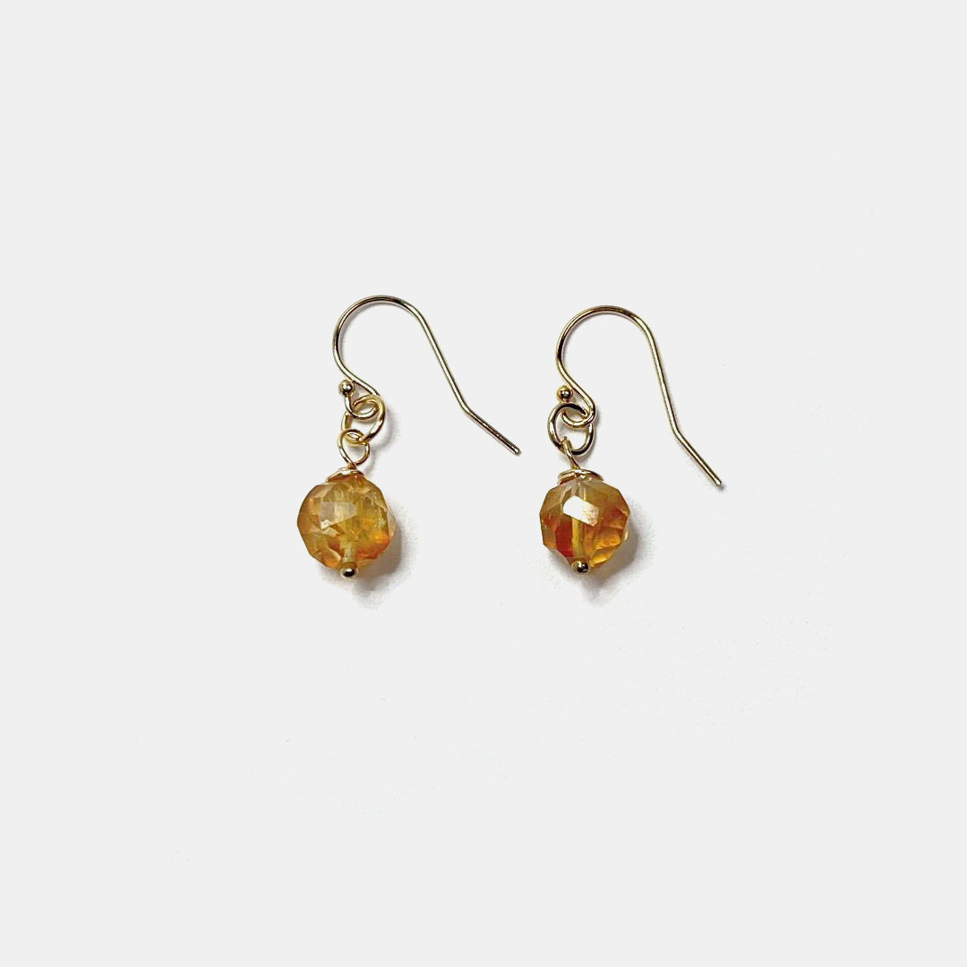 1-Stone Dangle Earrings, Citrine, 14K Gold Fill
