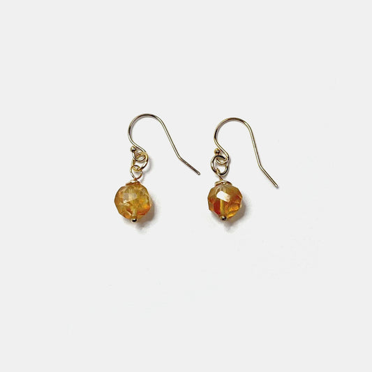 1-Stone Dangle Earrings, Citrine, 14K Gold Fill