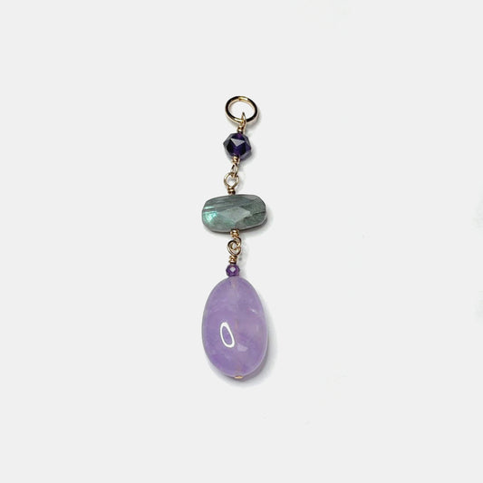 Amethyst and Labradorite 3-Section Pendant, 14K Gold Fill