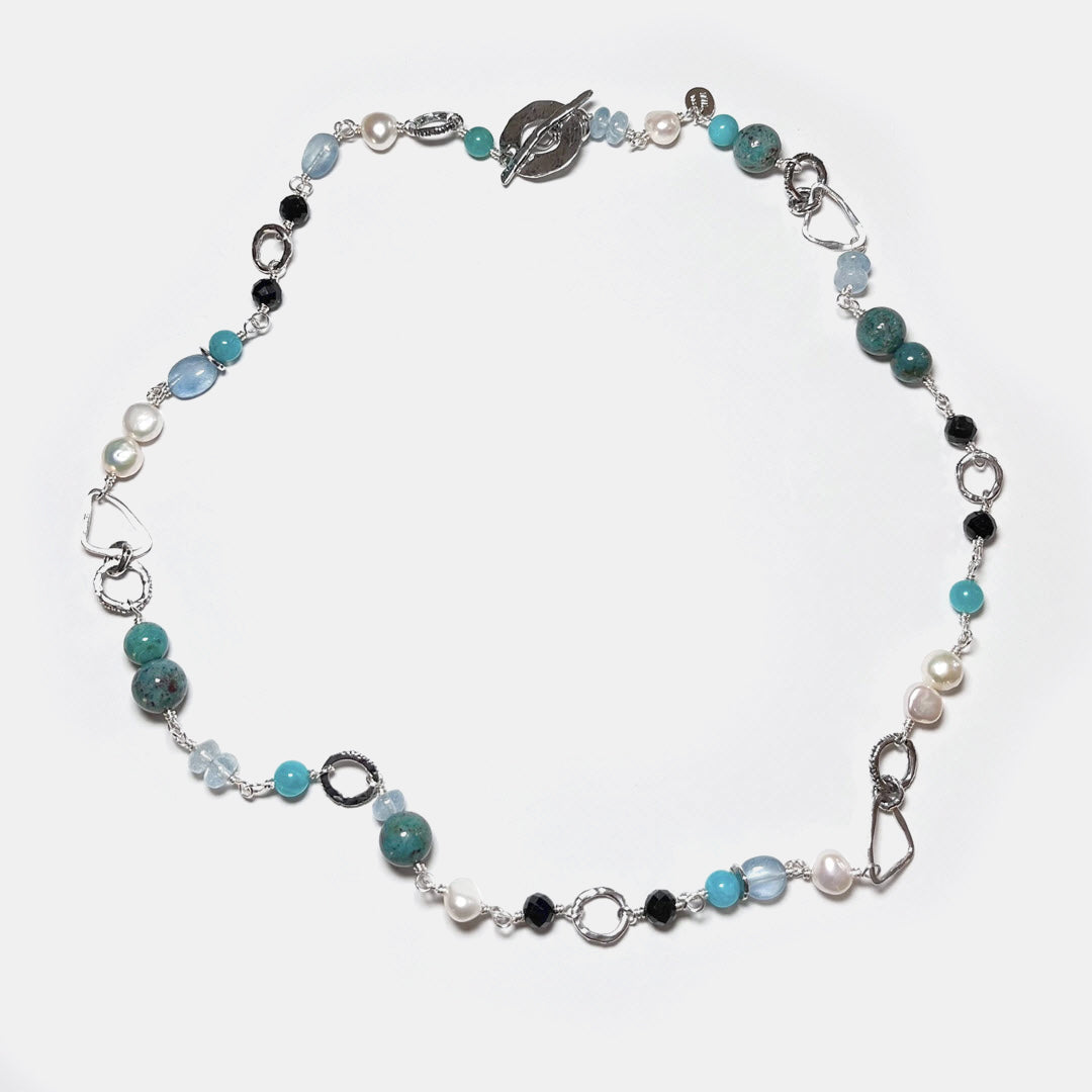 Multi-Gemstone "Matisse Blues" 24" Necklace, Sterling