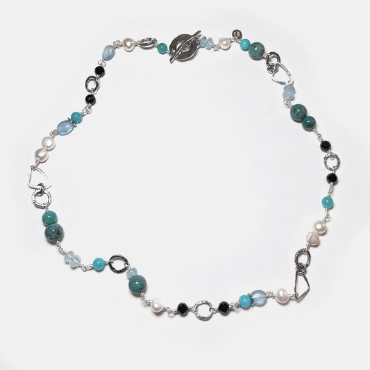 Multi-Gemstone "Matisse Blues" 24" Necklace, Sterling