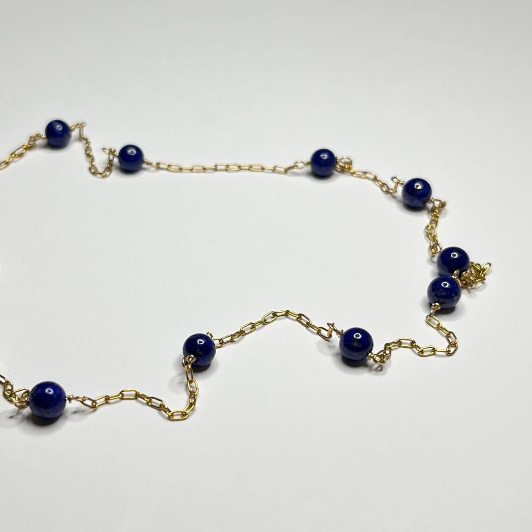 Lapis 13-Stone 21” Station Necklace, 14K Gold Fill