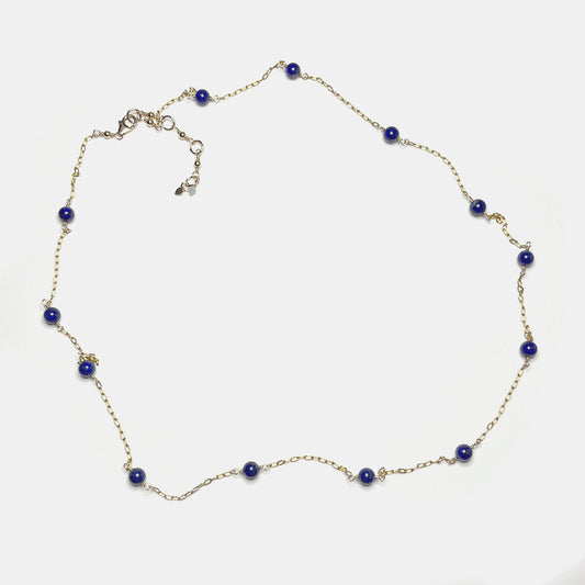 Lapis 13-Stone 21” Station Necklace, 14K Gold Fill