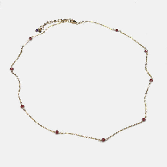Ruby 9-Stone Station Necklace, 14K Gold Fill