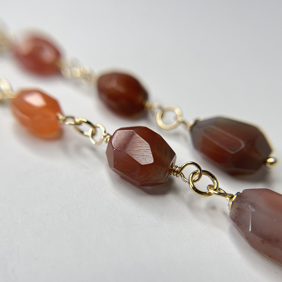Botswana Agate Triple Drop Nugget Earrings, 14K Gold Fill