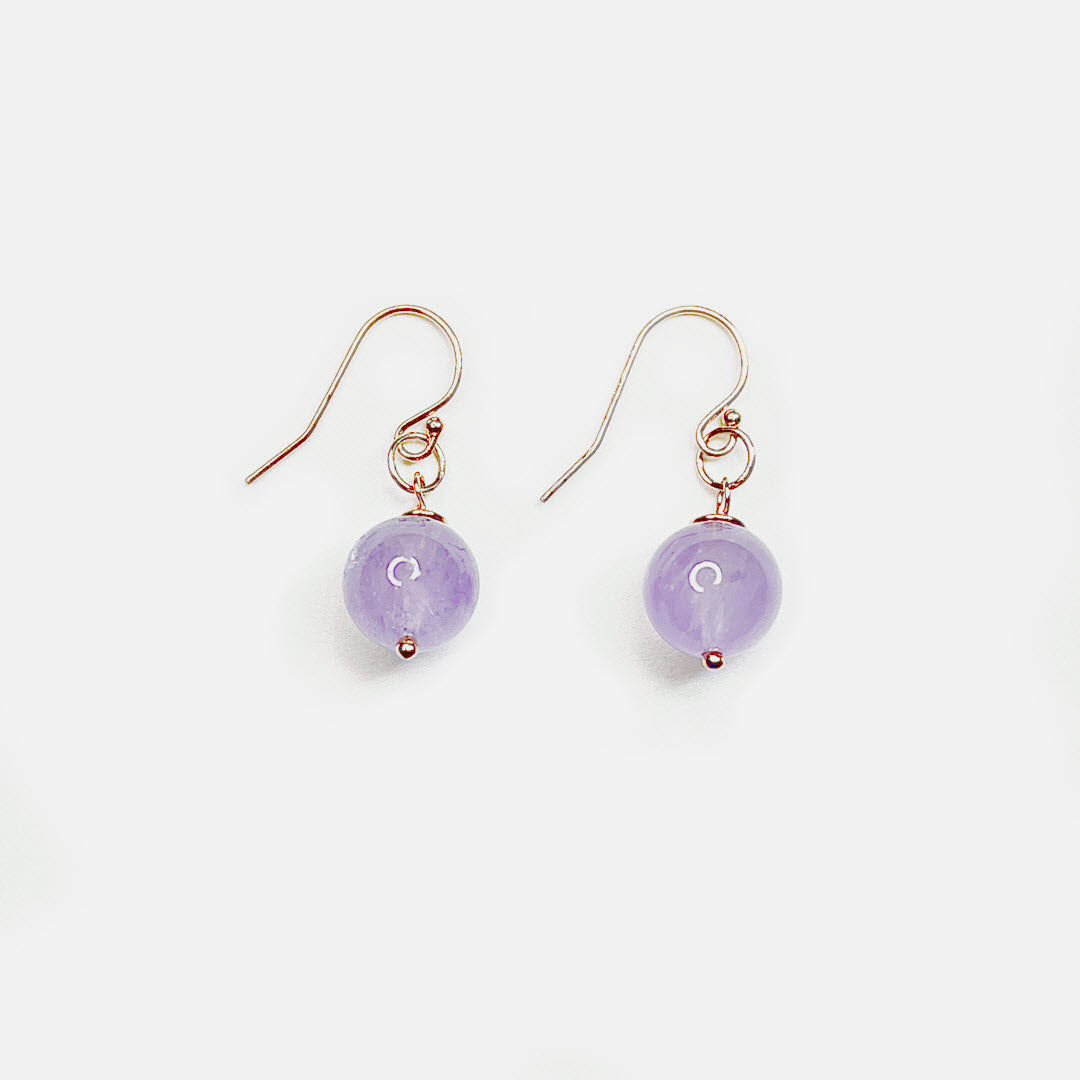 1-Stone Dangle Earrings, Lavender Amethyst, 14K Gold Fill