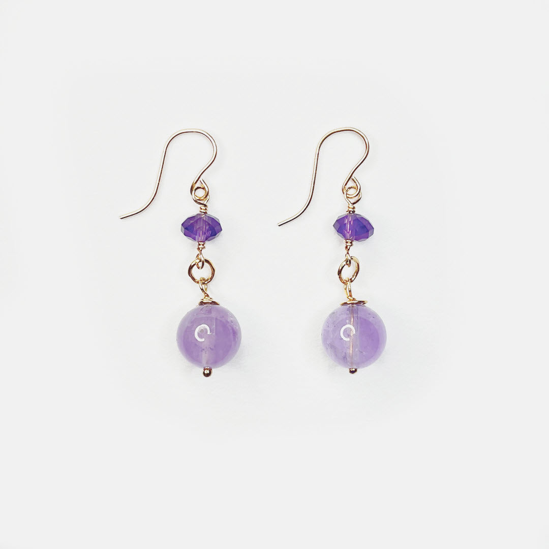 Lavender Amethyst Mixed Shape Dangle Earrings, 14K Gold Fill