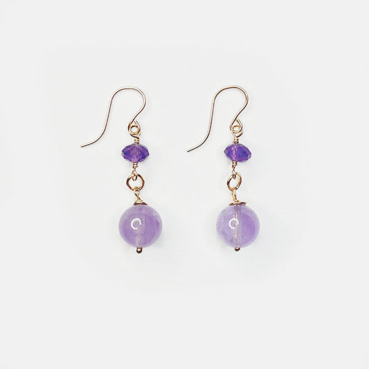 Lavender Amethyst Mixed Shape Dangle Earrings, 14K Gold Fill