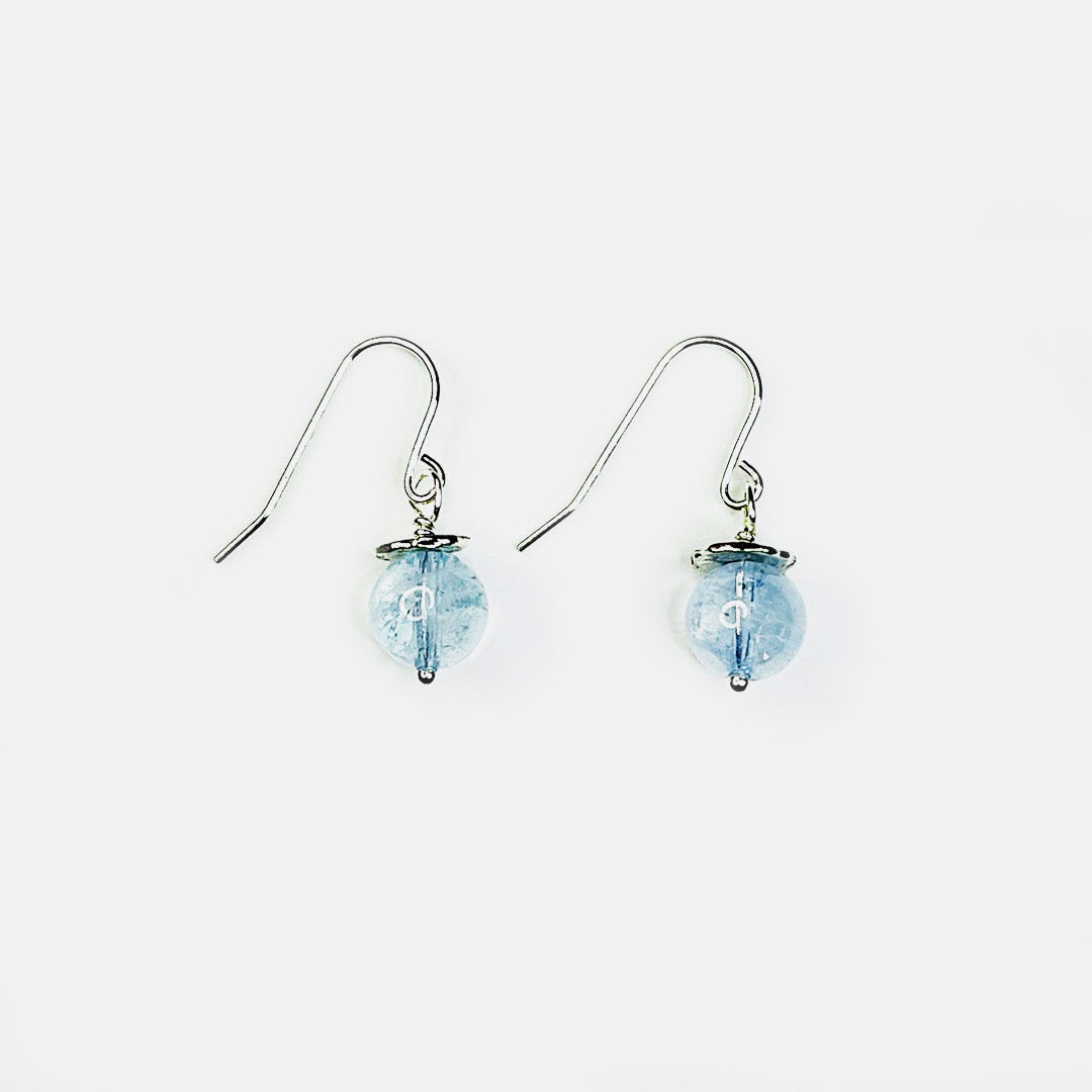 1-Stone Dangle Earrings, Aquamarine, Sterling