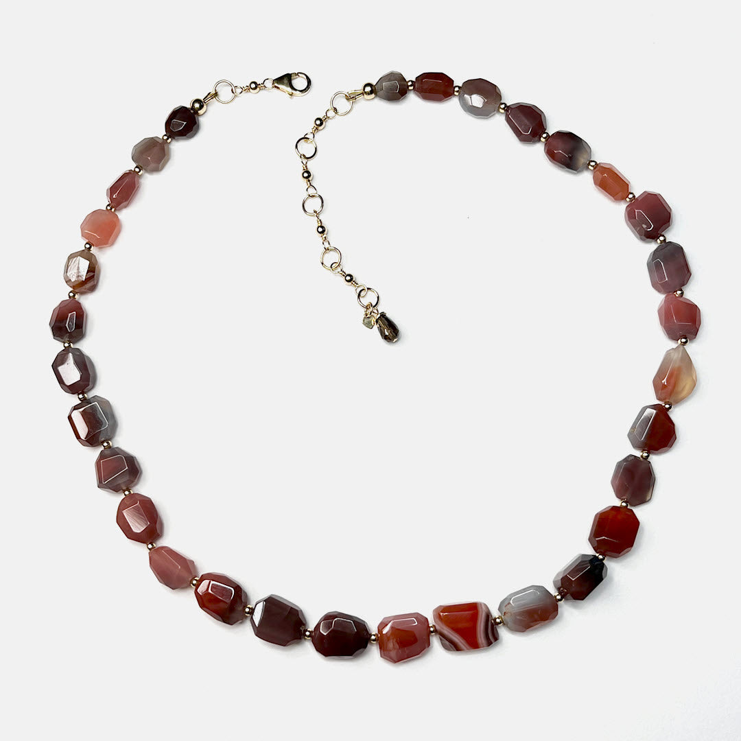 Pink Botswana Agate Nugget Necklace, 14K Gold Fill