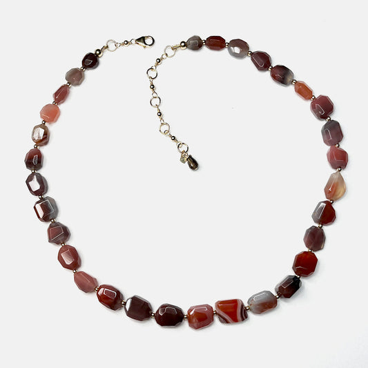 Pink Botswana Agate Nugget Necklace, 14K Gold Fill