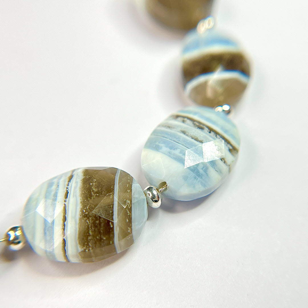 Banded Blue Opal 5-Stone Necklace, Sterling