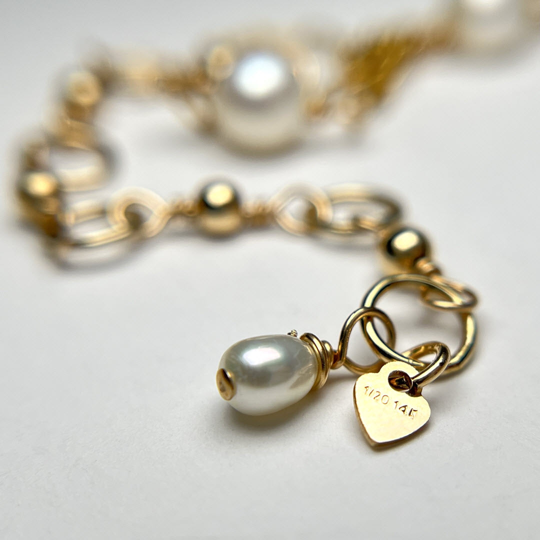 Freshwater Pearl 31” Station Necklace,  14K Gold Fill
