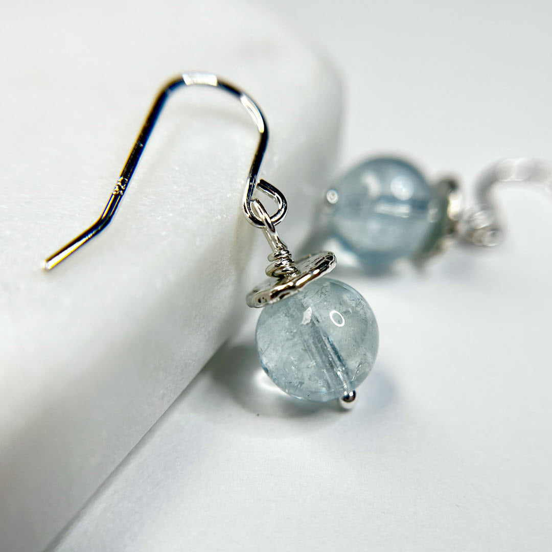 1-Stone Dangle Earrings, Aquamarine, Sterling