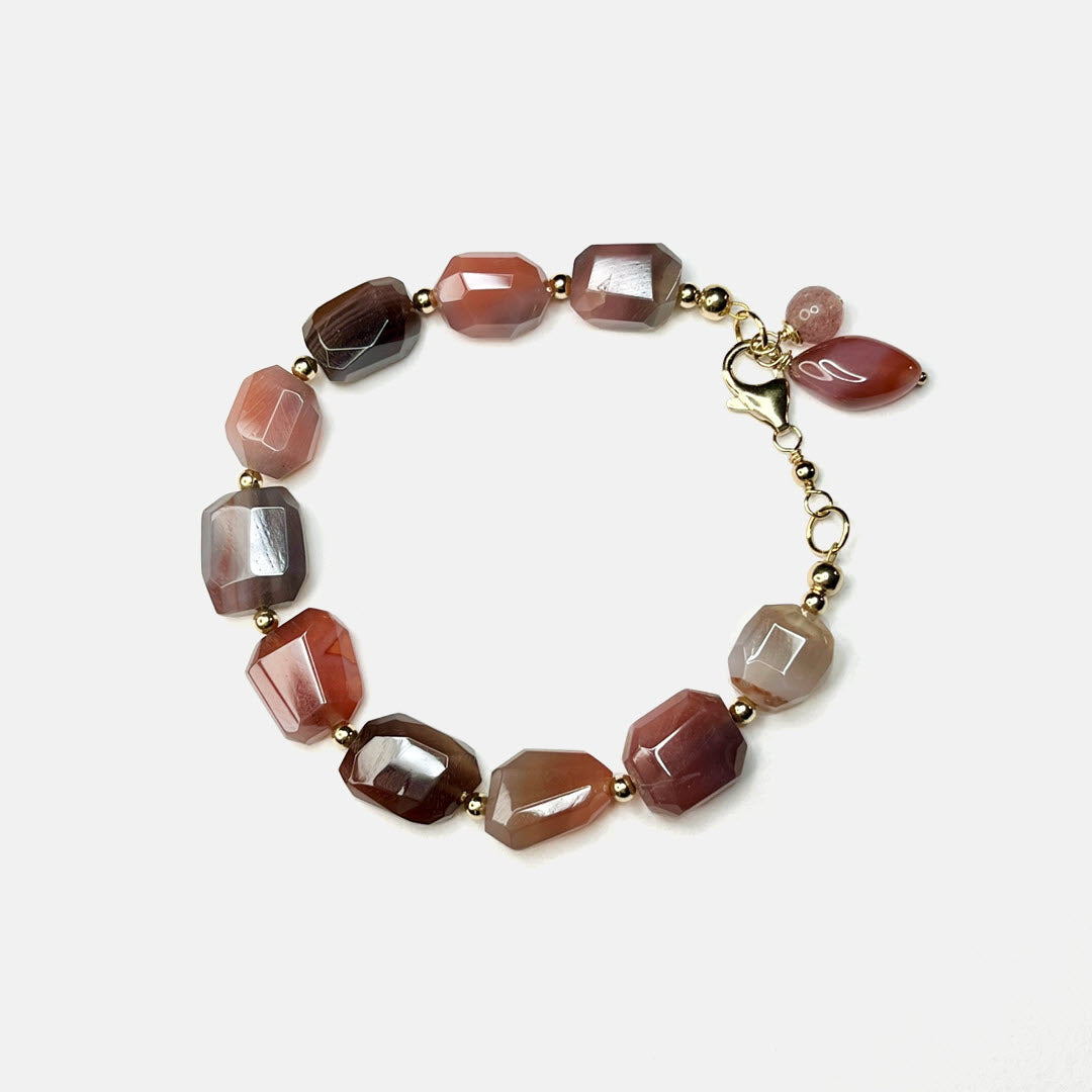 Pink Botswana Agate Nugget Bracelet, 14K Gold Fill