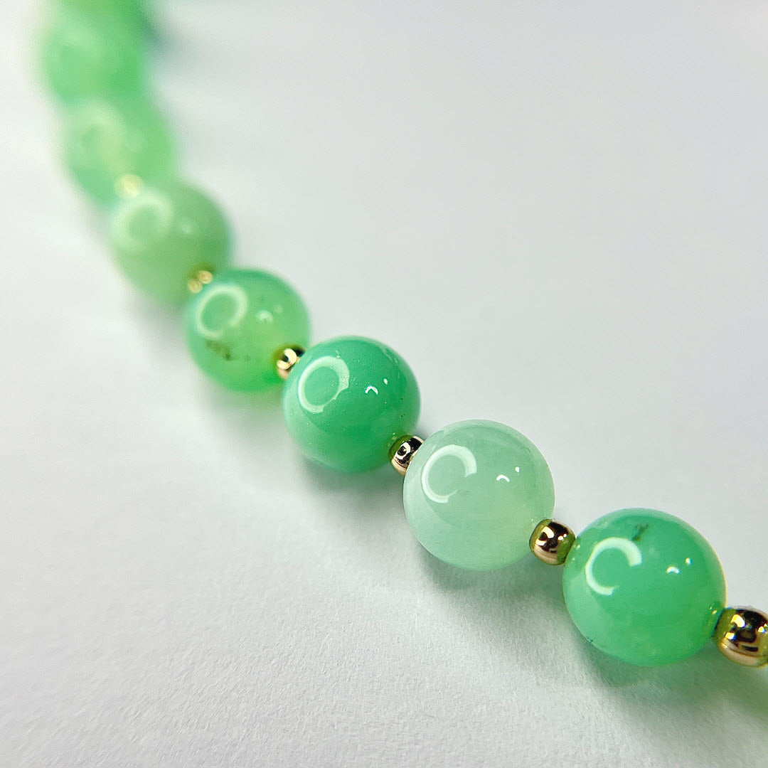 Chrysoprase 18" Beaded Necklace, 14K Gold Fill