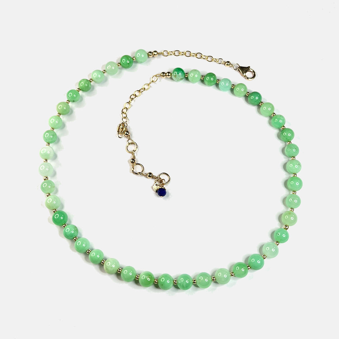 Chrysoprase 18" Beaded Necklace, 14K Gold Fill