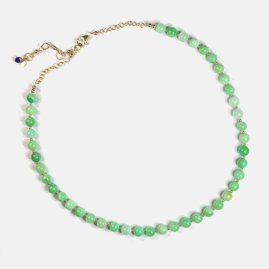 Chrysoprase 18" Beaded Necklace, 14K Gold Fill