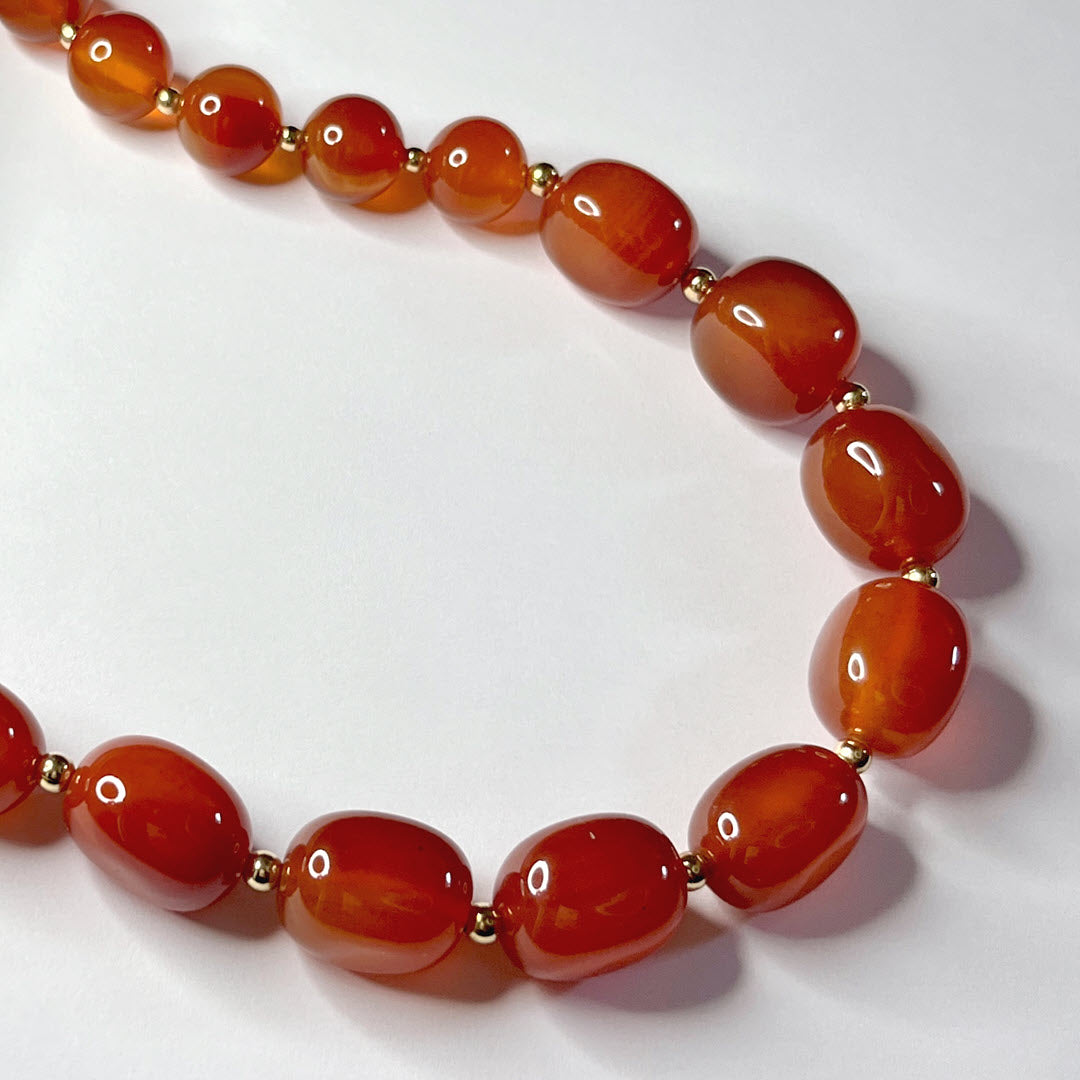 Carnelian Graduated 20" Beaded Necklace, 14K Gold Fill