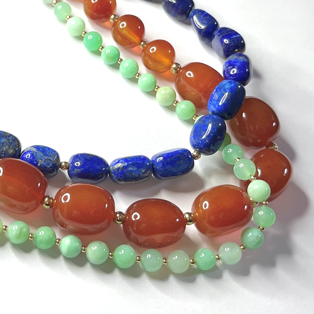 Lapis Nugget 19" Beaded Necklace, 14K Gold Fill