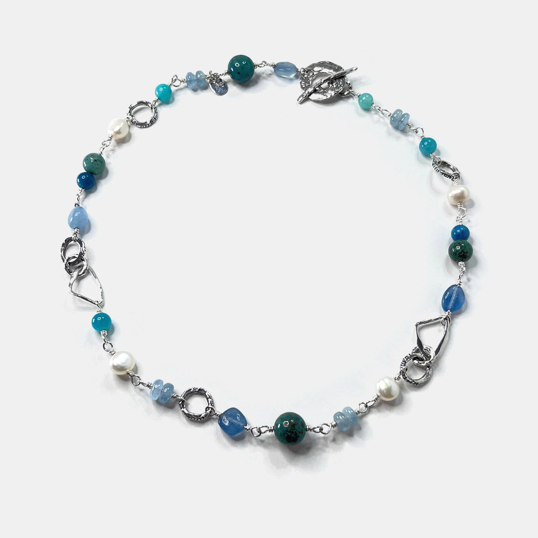 Multi-Gemstone “Matisse Blues” 18" Necklace, Sterling